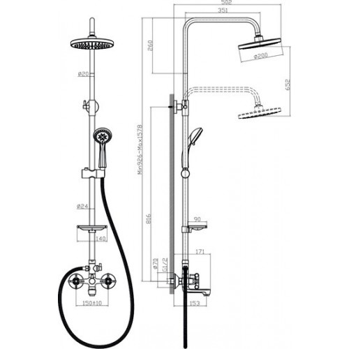 Душевая система Rossinka Silvermix RS42-46