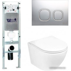 Унитаз WeltWasser Merzbach 004 GL-WT + Amberg 350 ST + Amberg RD-MT CR (белый глянцевый/хром матовый)