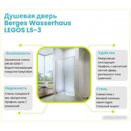 Душевая дверь Berges Wasserhaus Legos LS-3 120 062027