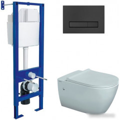 Унитаз подвесной Berges Wasserhaus Mascon Rimless + Okus Slim SO + Atom Line 410 043351