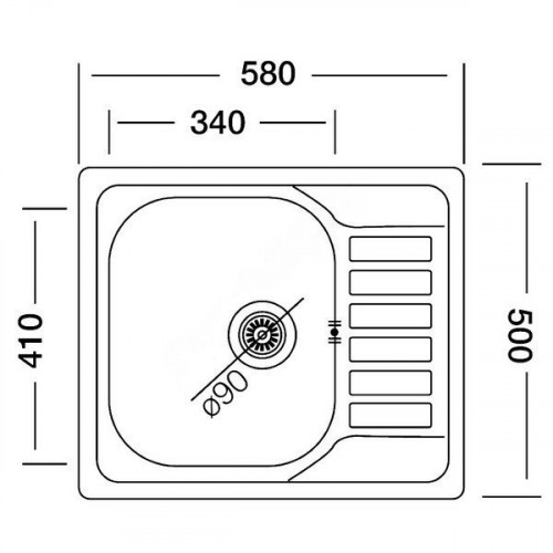 Кухонная мойка Kromevye EC 196 D R (чаша справа)