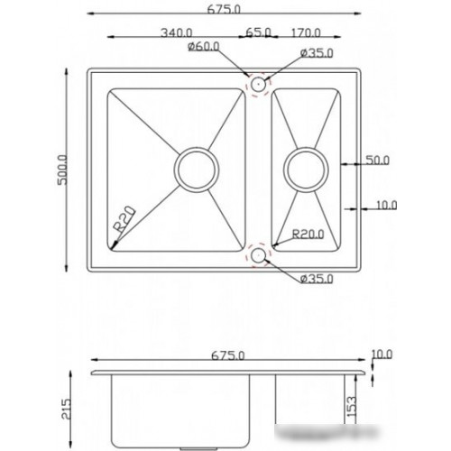 Кухонная мойка ZorG GS 6750-2 (белый)