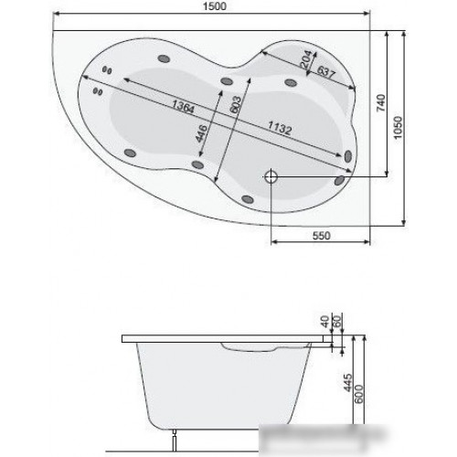 Ванна Poolspa Mistral 150x105 R