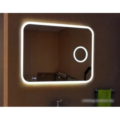 Континент Зеркало Bliss LED 90x70 (увеличительное зеркало, часы, теплая подсветка)