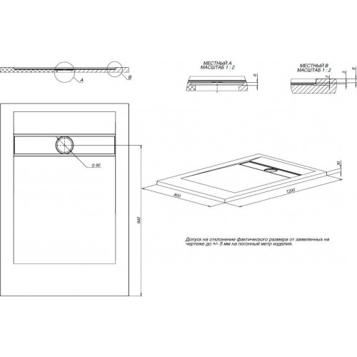Душевой поддон Allen Brau Infinity 120x80 8.21002-PGM