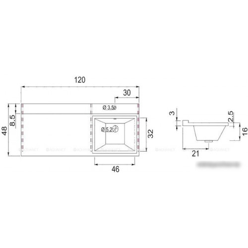 Умывальник Aquanet Персона 120 R 168174
