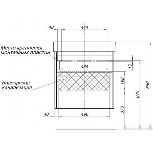 Aquanet Тумба под умывальник Nova Lite 60 249512 (с 2 ящиками)