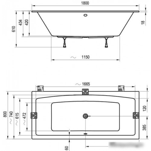 Ванна Ravak Formy 02 Slim 180x80 C891300000