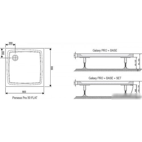 Душевой поддон Ravak Galaxy Perseus Pro Flat 80x80