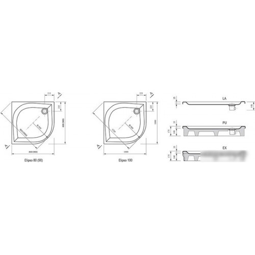 Душевой поддон Ravak Galaxy Elipso LA 80x80