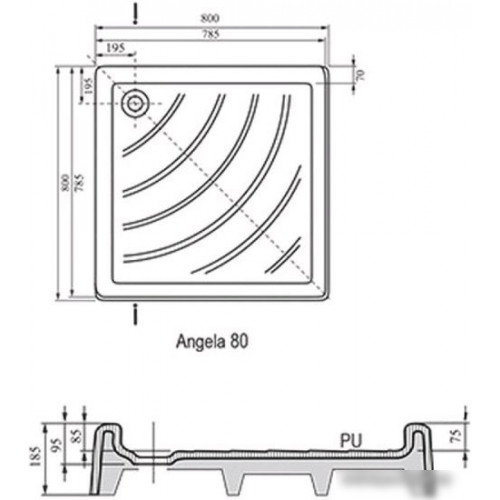 Душевой поддон Ravak Kaskada Angela PU 80x80