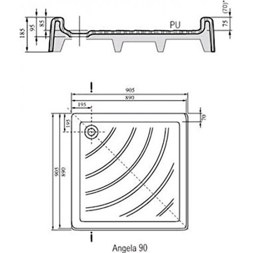 Душевой поддон Ravak Kaskada Angela PU 90x90
