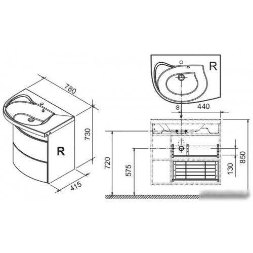 Ravak Тумба под умывальник SDU Rosa Comfort L [X000000328]