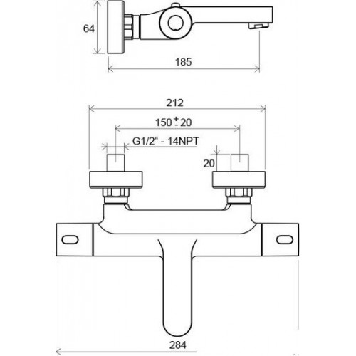 Смеситель Ravak TE 023.00/150 Termo 300 [X070097]