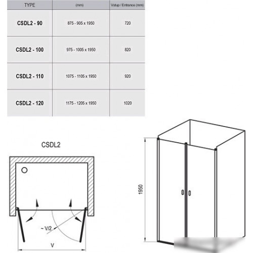 Душевая дверь Ravak Chrome CSDL2 110 (серебристый/прозрачное)