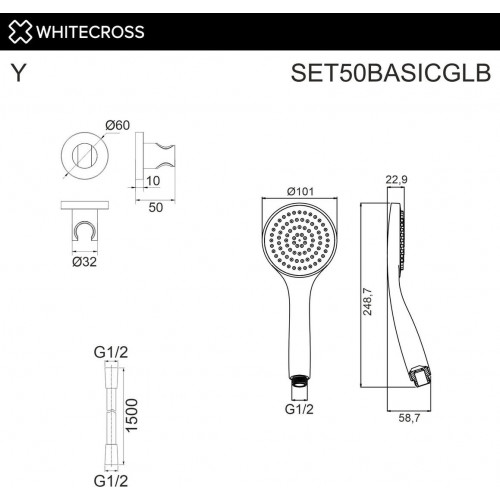 Душевой гарнитур Whitecross SET50BASICGLB (брашированное золото)