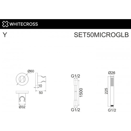 Душевой гарнитур Whitecross SET50MICROGLB (брашированное золото)
