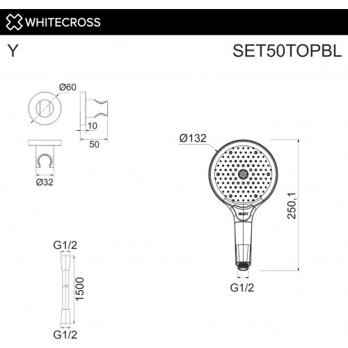 Душевой гарнитур Whitecross SET50TOPBL (черный матовый)