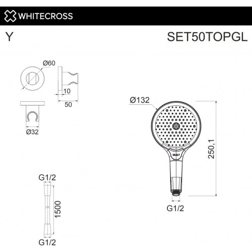 Душевой гарнитур Whitecross SET50TOPGL (золото)