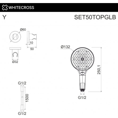 Душевой гарнитур Whitecross SET50TOPGLB (брашированное золото)