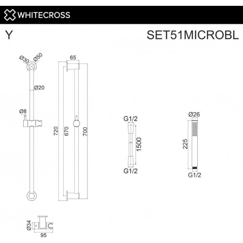 Душевой гарнитур Whitecross SET51MICROBL (черный матовый)