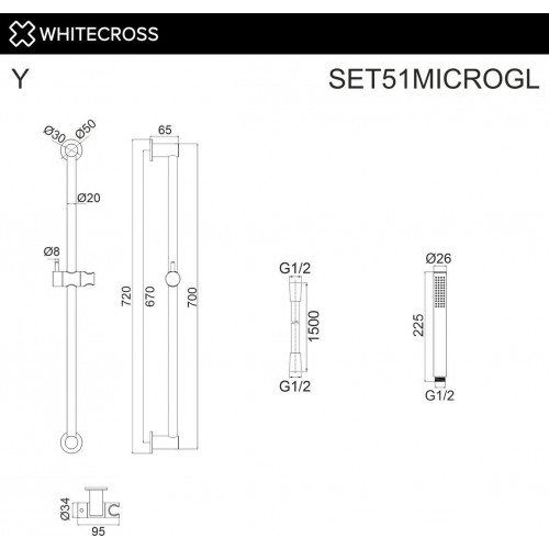 Душевой гарнитур Whitecross SET51MICROGL (золото)