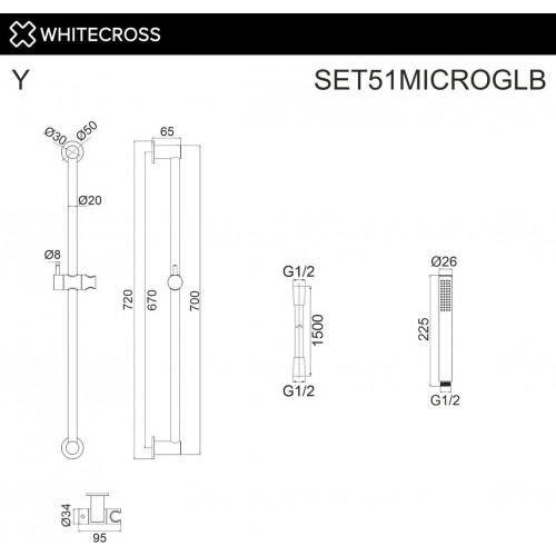 Душевой гарнитур Whitecross SET51MICROGLB (брашированное золото)