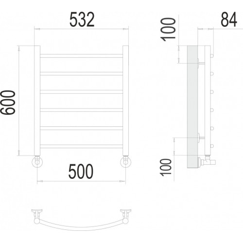 Полотенцесушитель TERMINUS Классик П6 500x600 (RAL 9003 белый)