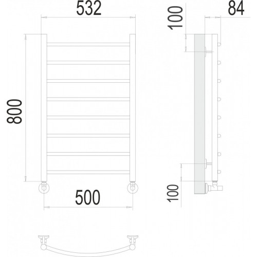 Полотенцесушитель TERMINUS Классик П8 500x800 (золото)