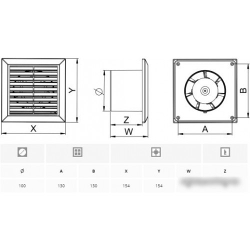 Осевой вентилятор Awenta Classic 100 WC100T
