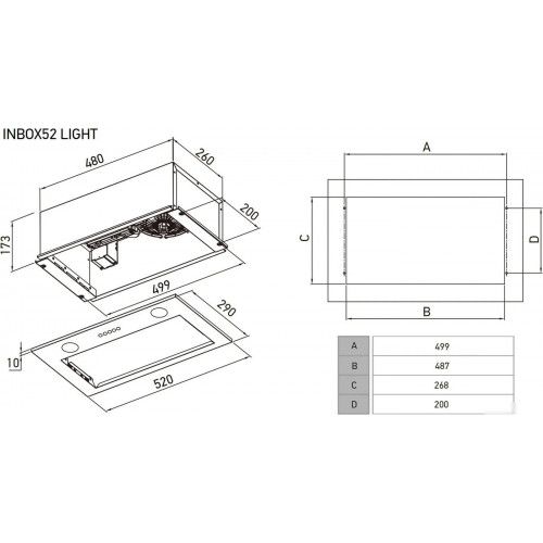 Кухонная вытяжка Meferi INBOX52BK Light