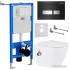 Унитаз подвесной Roxen Antares Bidet в комплекте с инсталляцией StounFix Slim 6 в 1 963184 (кнопка: черное стекло)