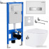 Унитаз подвесной Roxen Antares Bidet в комплекте с инсталляцией StounFix Slim 6 в 1 962866 (кнопка: белое стекло)
