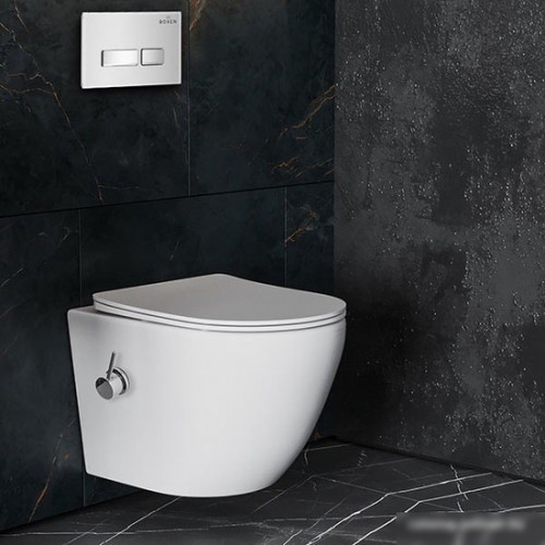 Унитаз подвесной Roxen Antares Bidet в комплекте с инсталляцией StounFix Slim 6 в 1 962866 (кнопка: белое стекло)