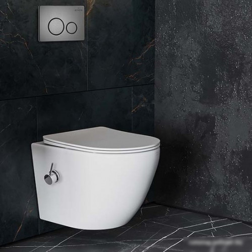Унитаз подвесной Roxen Antares Bidet в комплекте с инсталляцией StounFix Slim 6 в 1 962282 (кнопка: оружейная сталь)