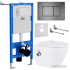 Унитаз подвесной Roxen Antares Bidet в комплекте с инсталляцией StounFix Slim 6 в 1 960516 (кнопка: оружейная сталь)