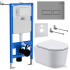 Унитаз подвесной Roxen Simple Compact в комплекте с инсталляцией StounFix Slim 6 в 1 943570 (кнопка: хром матовый)