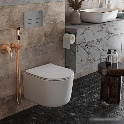 Унитаз подвесной Roxen Simple Compact в комплекте с инсталляцией StounFix Slim 6 в 1 943570 (кнопка: хром матовый)