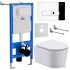 Унитаз подвесной Roxen Simple Compact в комплекте с инсталляцией StounFix Slim 6 в 1 932469 (кнопка: хром глянец)