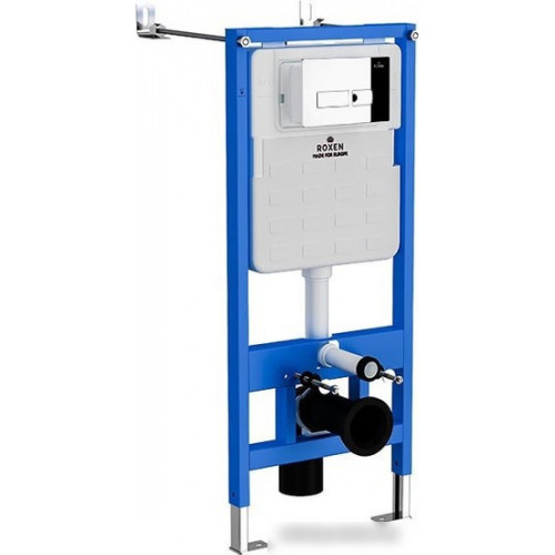 Унитаз подвесной Roxen Simple Compact в комплекте с инсталляцией StounFix Slim 6 в 1 932469 (кнопка: хром глянец)