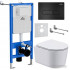 Унитаз подвесной Roxen Simple Compact в комплекте с инсталляцией StounFix Slim 6 в 1 921358 (кнопка: черный матовый)