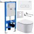 Унитаз подвесной Roxen Simple Compact в комплекте с инсталляцией StounFix Slim 6 в 1 920247 (кнопка: белый глянец)