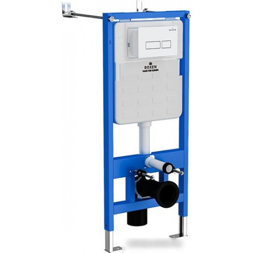 Унитаз подвесной Roxen Simple Compact в комплекте с инсталляцией StounFix Slim 6 в 1 920247 (кнопка: белый глянец)