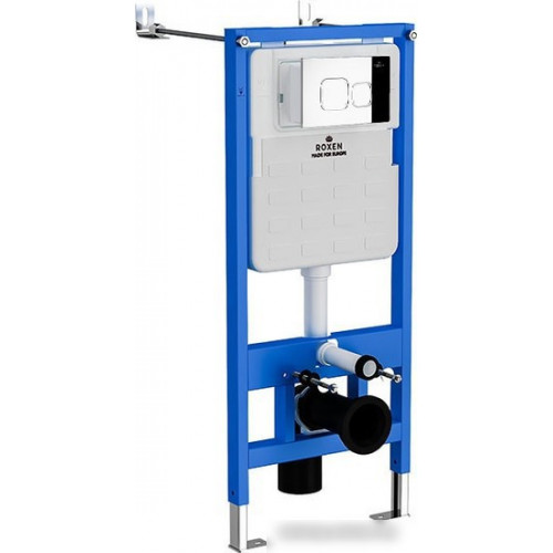 Унитаз подвесной Roxen Simple Compact в комплекте с инсталляцией StounFix Slim 6 в 1 918025 (кнопка: хром глянец)