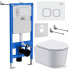 Унитаз подвесной Roxen Simple Compact в комплекте с инсталляцией StounFix Slim 6 в 1 916803 (кнопка: белый глянец)