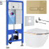 Унитаз подвесной Roxen Antares Gold 968096 в комплекте с инсталляцией StounFix Dual Fresh 6 в 1 968096 (кнопка: брашированное золото)
