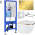 Унитаз подвесной Roxen Antares Gold в комплекте с инсталляцией StounFix Dual Fresh 6 в 1 968092 (кнопка: золото глянцевое )