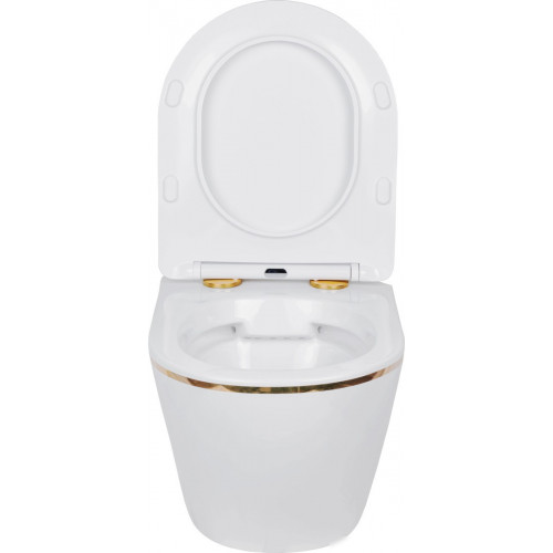 Унитаз подвесной Roxen Antares Gold в комплекте с инсталляцией StounFix Dual Fresh 6 в 1 968092 (кнопка: золото глянцевое )