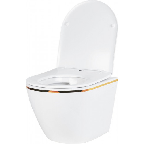 Унитаз подвесной Roxen Antares Gold в комплекте с инсталляцией StounFix Dual Fresh 6 в 1 968092 (кнопка: золото глянцевое )