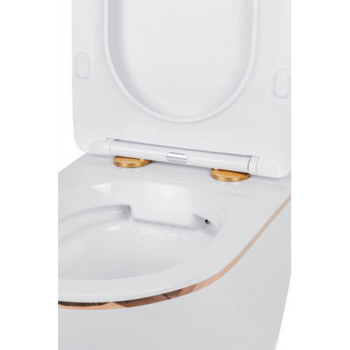 Унитаз подвесной Roxen Antares Gold в комплекте с инсталляцией StounFix Dual Fresh 6 в 1 968092 (кнопка: золото глянцевое )
